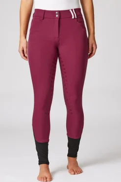 Helforsterkede ridebukser med kontrastbånd og høyt liv, dame