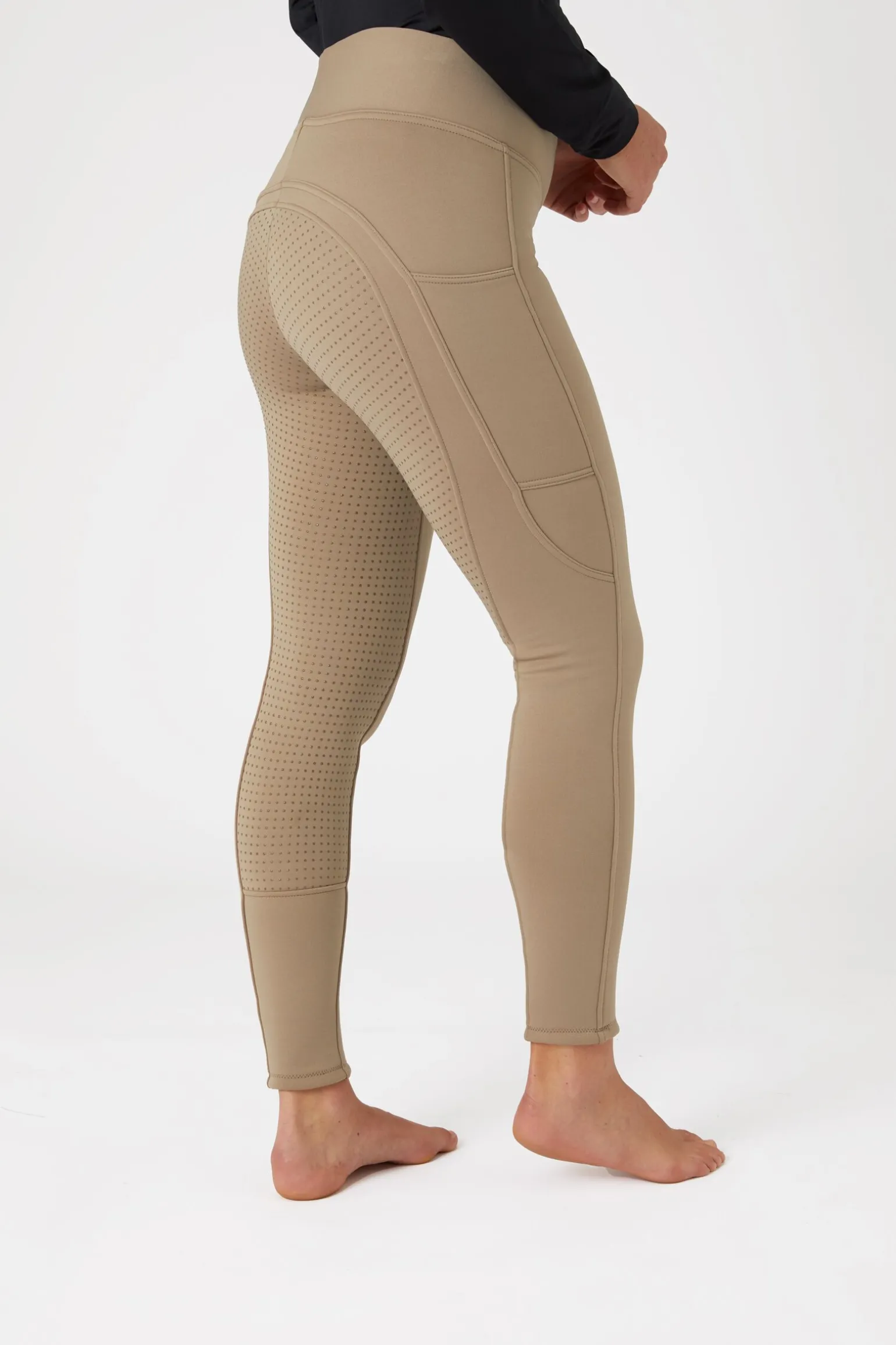 Horze Active helforsterkede ridetights til vinteren med fullgrip og telefonlomme