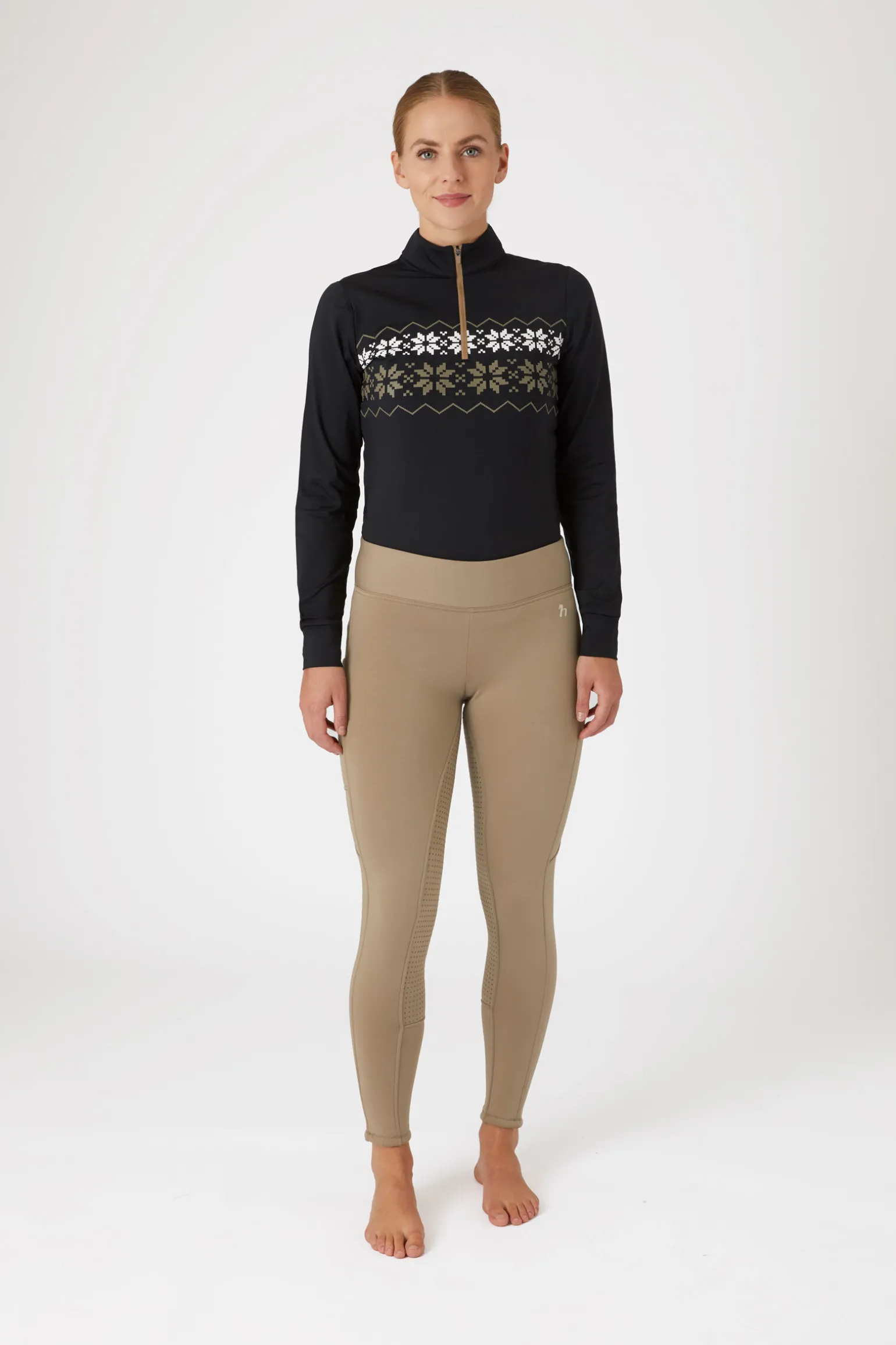 Horze Active helforsterkede ridetights til vinteren med fullgrip og telefonlomme