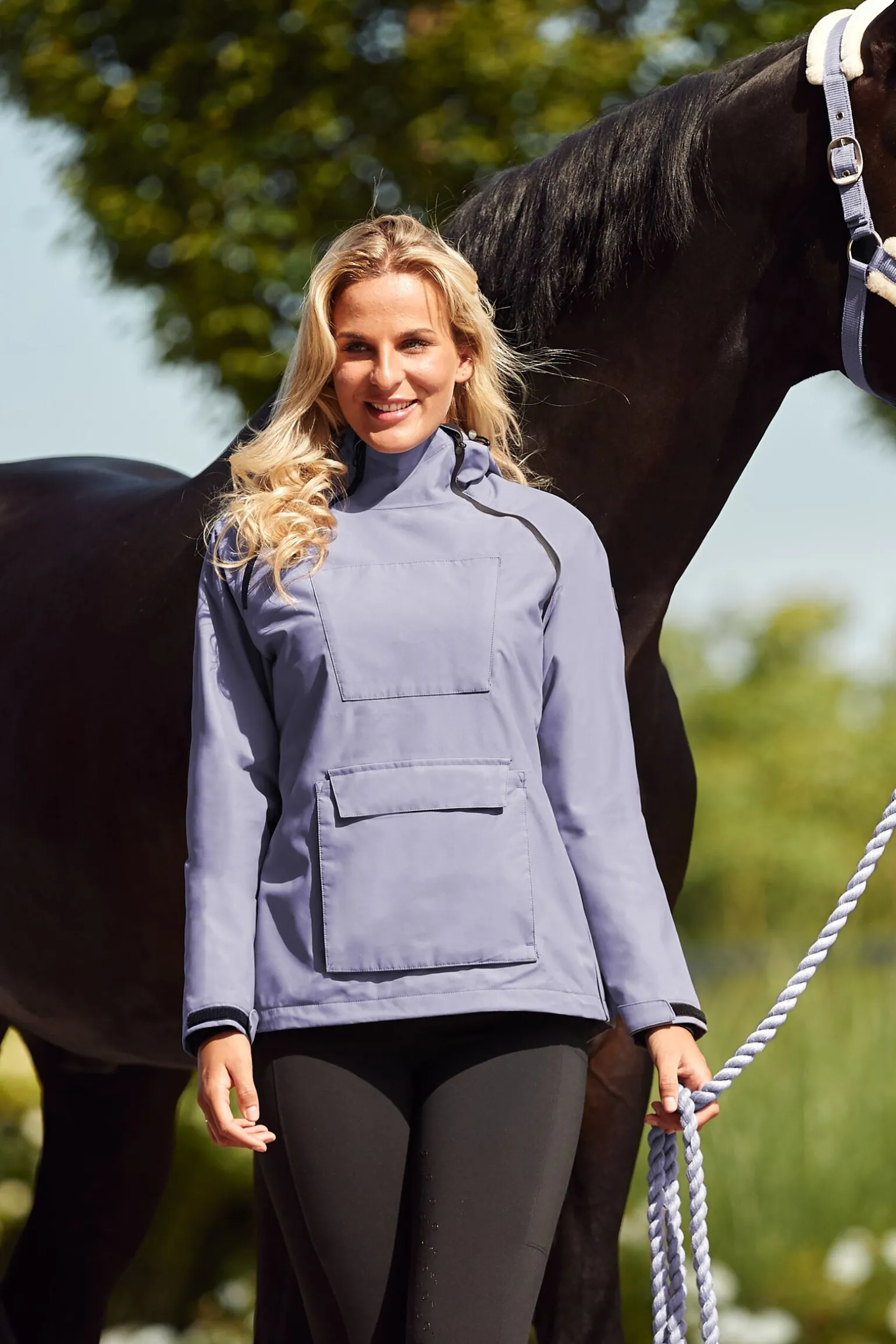 Horze Ayla ride-regnjakke med glidelås til dame