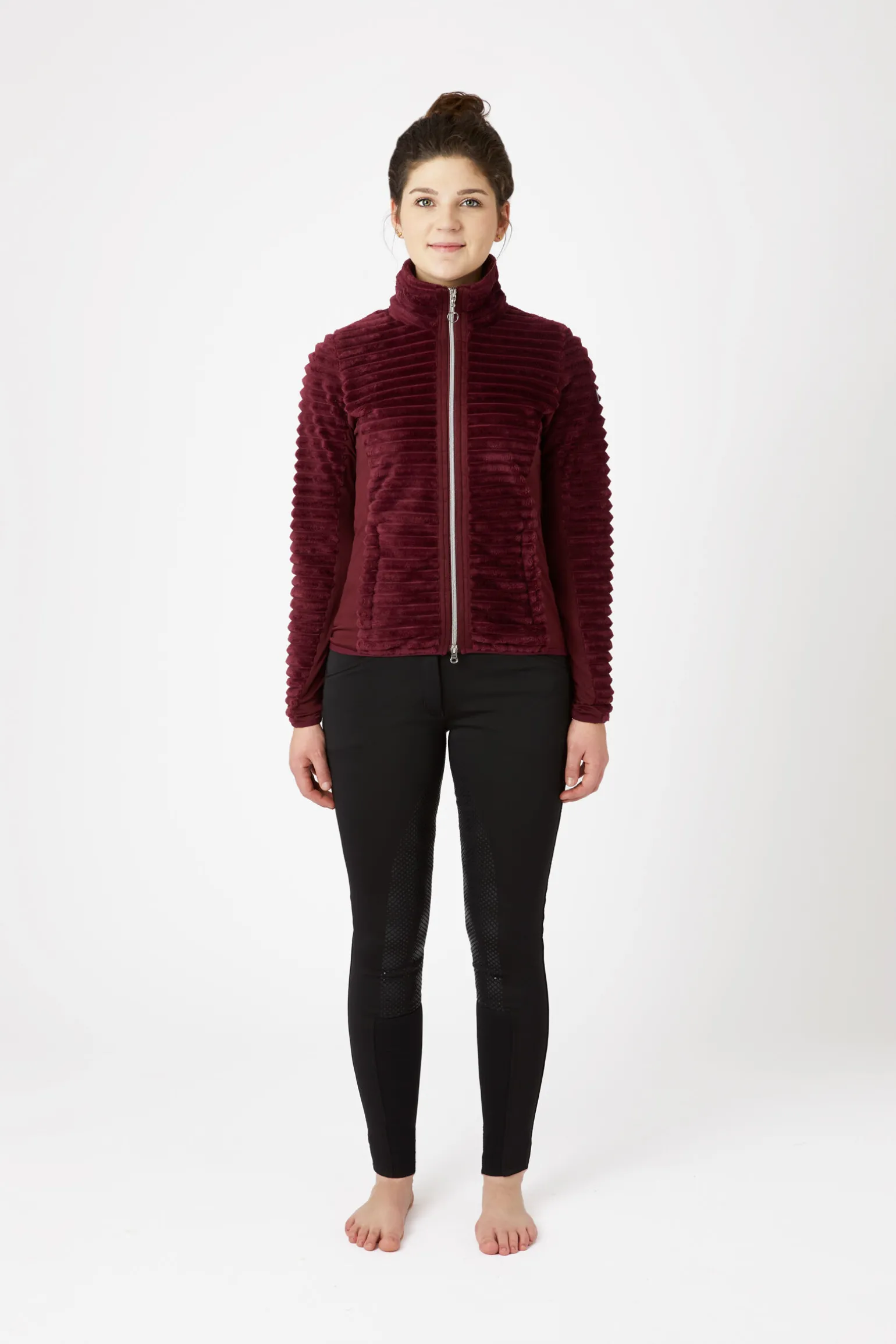 Horze Della stripete ridejakke i fleece til dame