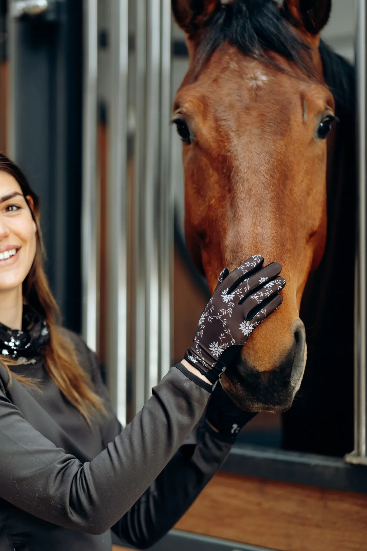 Horze Edina ridehansker med trykk, dame