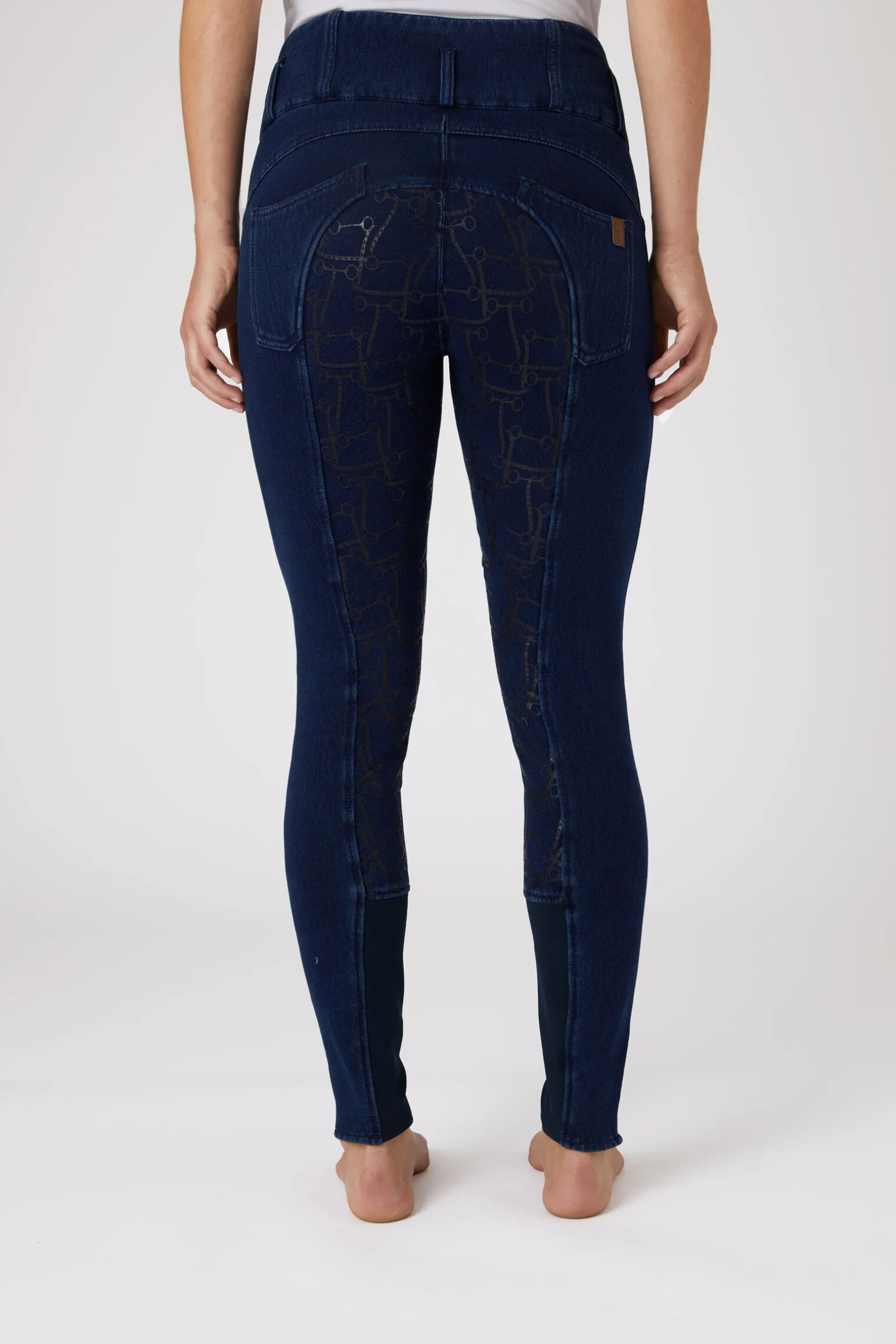 Horze Kacy helforsterket denim thermo ridebukse, dame
