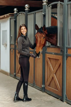 Horze Kaitlin funksjonell treningsskjorte med blomsterkrage, barn