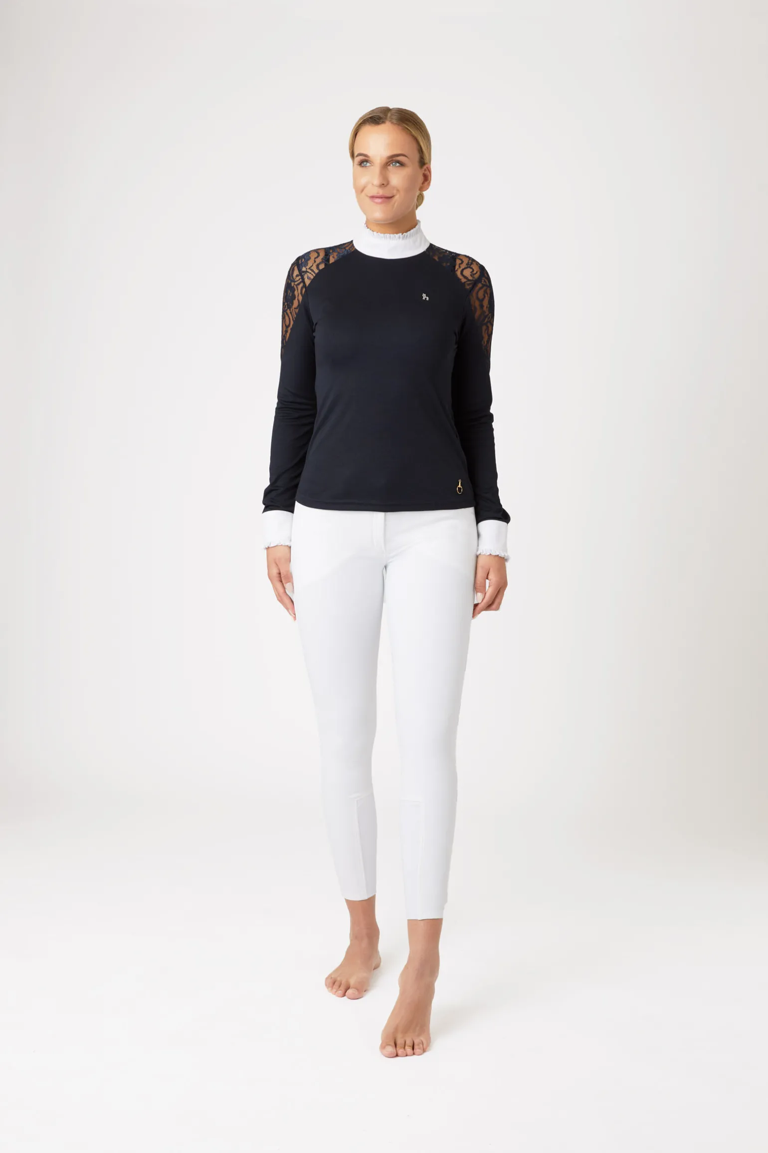 Horze Sylvie langermet stevneskjorte med blonder, dame