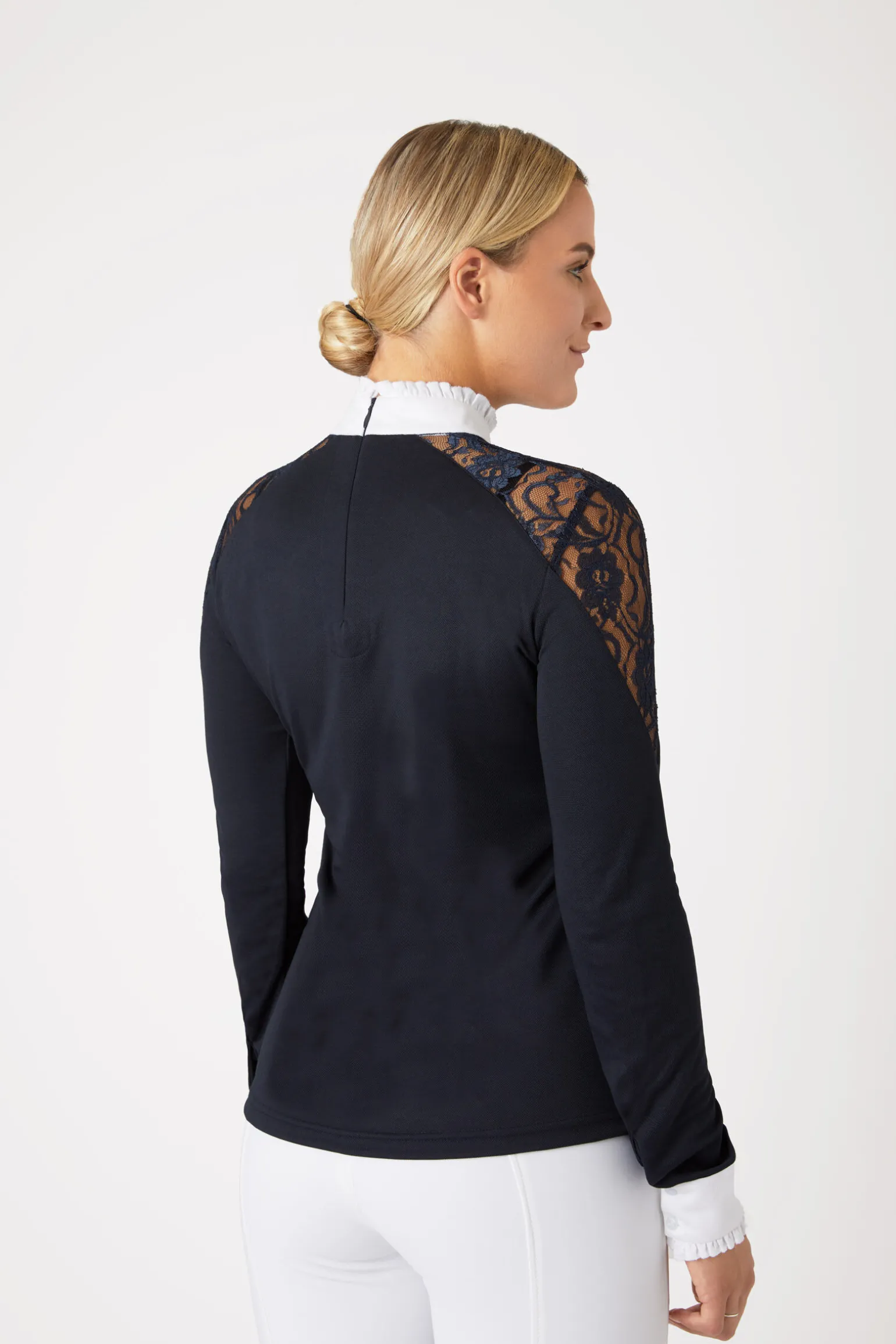 Horze Sylvie langermet stevneskjorte med blonder, dame